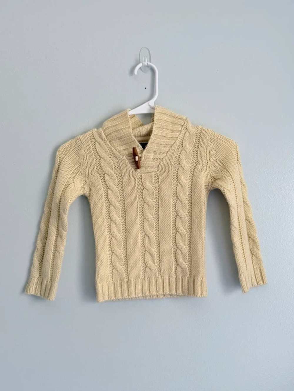 Frendz Kids Cream Cable Knit Shawl Collar Sweater 2-3Y